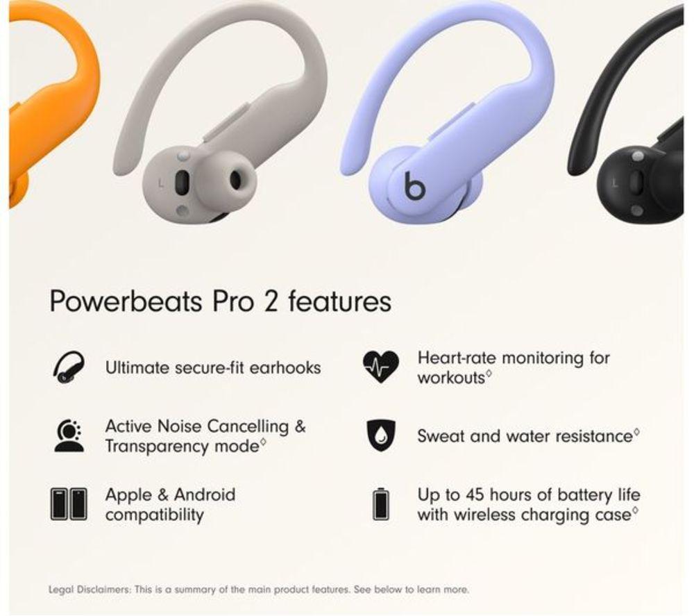 BEATS Powerbeats Pro 2 Wireless Bluetooth Noise-Cancelling Sports Refurbished Earbuds - Hyper Purple (Very Good Condition) image number 2 of 7