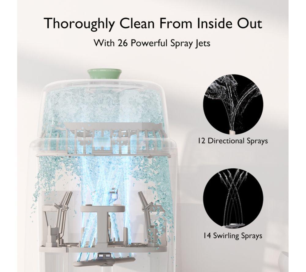 MOMCOZY KleanPal Pro Baby Bottle Washer, Steriliser & Dryer - White & Green image number 3 of 7