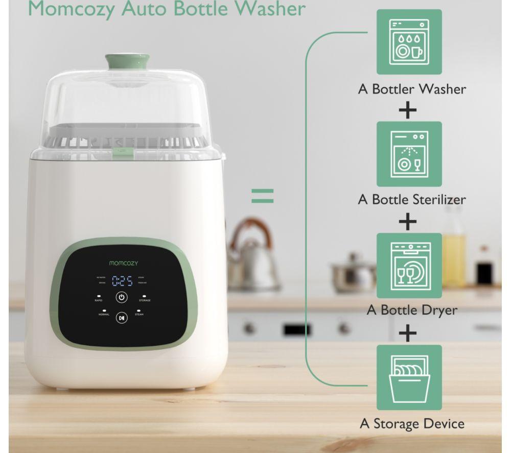MOMCOZY KleanPal Pro Baby Bottle Washer, Steriliser & Dryer - White & Green image number 5 of 7