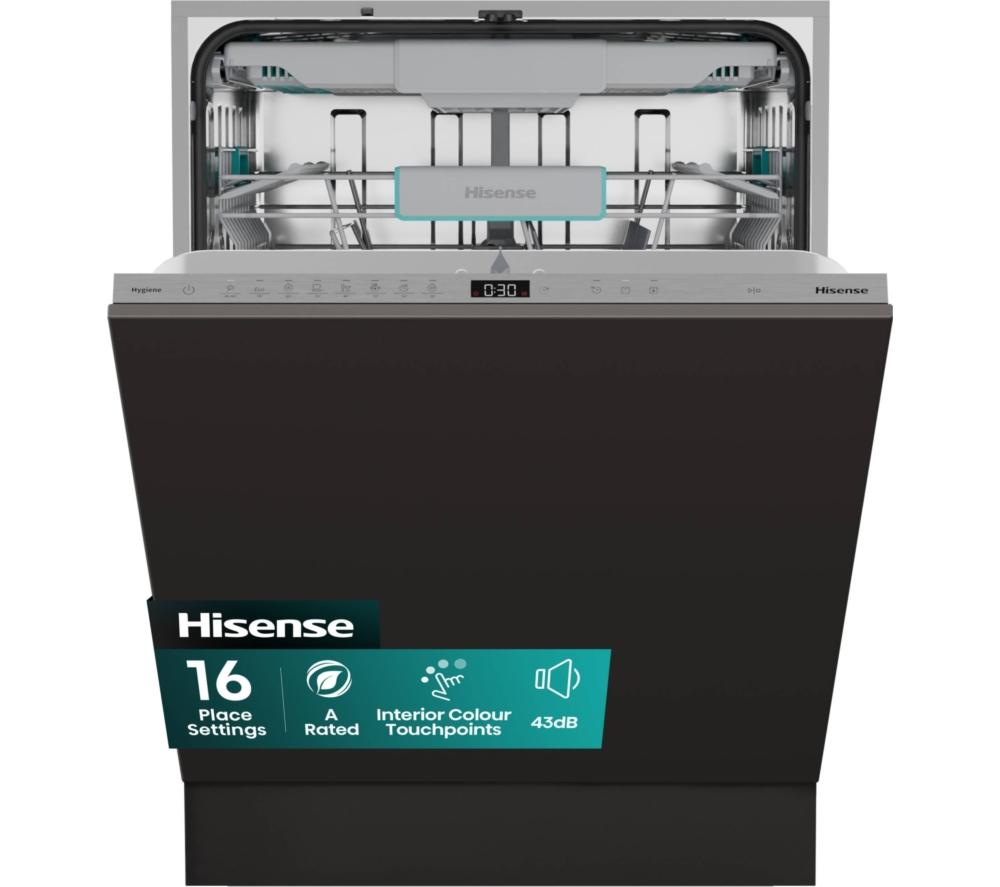 HISENSE HV16AUK Full-Size Fully Integrated Dishwasher, Black