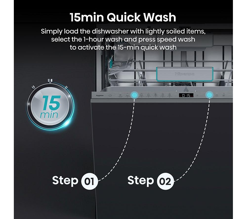 HISENSE HV16AUK Full-Size Fully Integrated Dishwasher image number 8 of 22