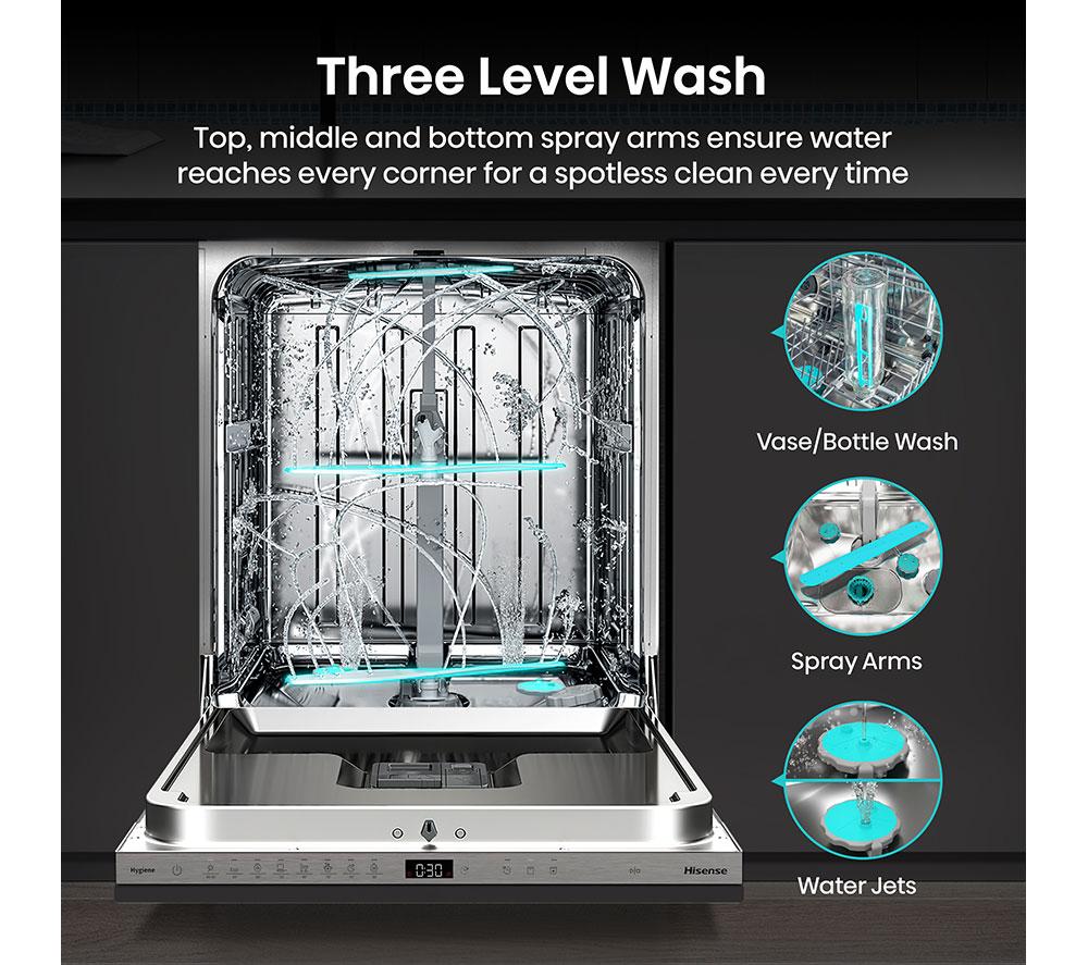 HISENSE HV16AUK Full-Size Fully Integrated Dishwasher image number 10 of 22