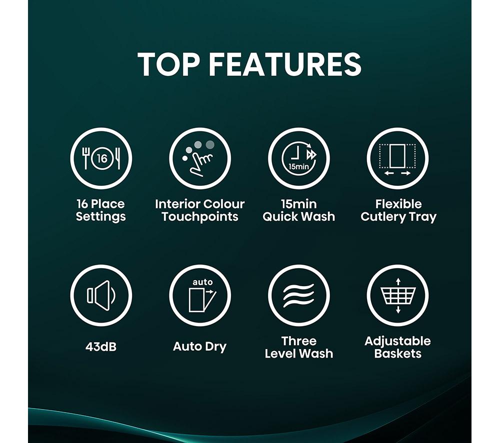 HISENSE HV16CUK Full-size Fully Integrated Dishwasher image number 2 of 19
