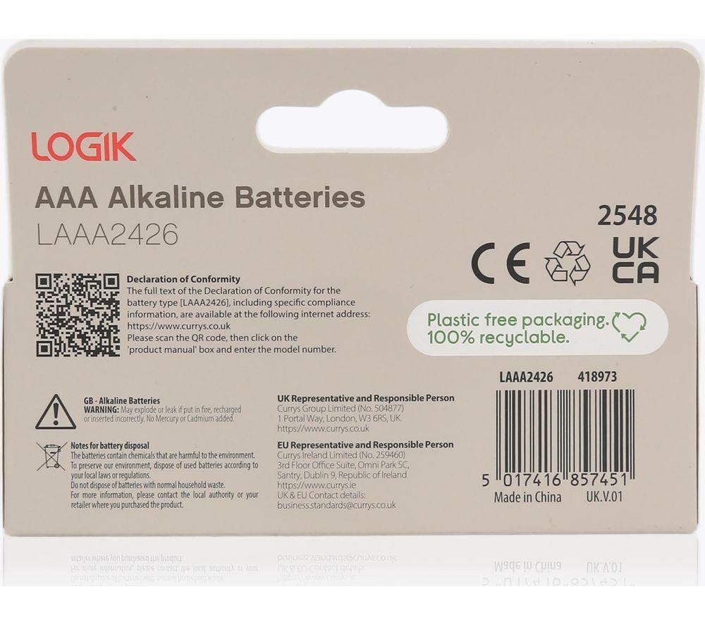 LOGIK LAAA2426 AAA Alkaline Batteries - Pack of 24 image number 2 of 3