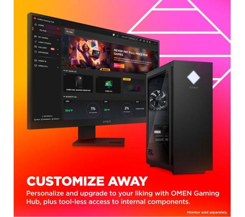 HP OMEN 25L Refurbished Gaming PC - Intel&reg; Core&trade; i7, RTX 4070 SUPER, 1 TB SSD (Very Good Condition) image number 7 of 21