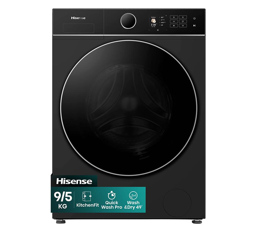 HISENSE 5i KitchenFit Series WD5I9043BBFS WiFi-enabled 9 kg Washer Dryer – Black, Black