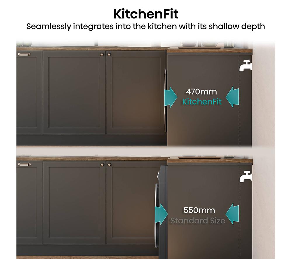 HISENSE KitchenFit 5i Series WD5I9043BBFS WiFi-enabled 9 kg Washer Dryer - Black image number 4 of 28