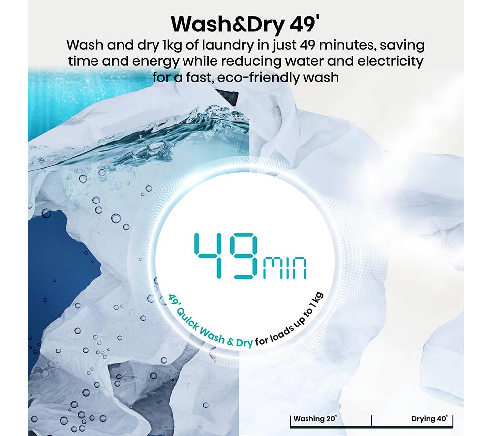 HISENSE KitchenFit 5i Series WD5I9043BBFS WiFi-enabled 9 kg Washer Dryer - Black image number 8 of 28