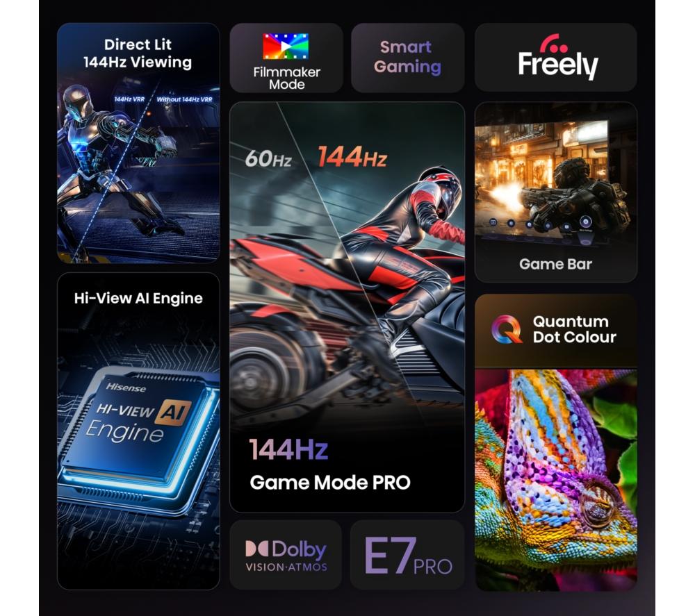 HISENSE E7Q PRO 50" QLED 4K HDR Smart TV with Freely - 50E7QTUK PRO image number 4 of 18