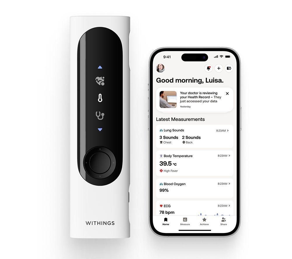 WITHINGS BeamO Contactless Smart Digital Thermometer with 4-in-1 Health Multiscan - White image number 2 of 9