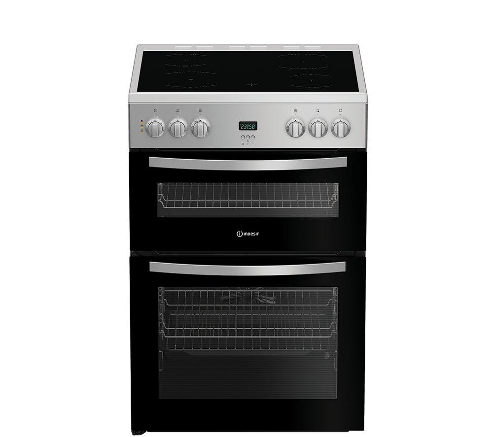 INDESIT IDE6VDCS1 60 cm Electric Ceramic Cooker – Silver, Silver/Grey,Black