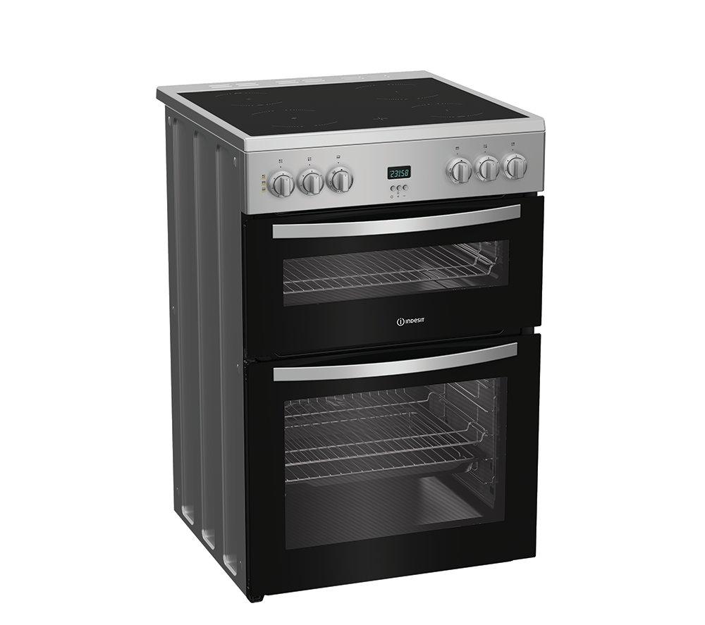 INDESIT IDE6VDCS1 60 cm Electric Ceramic Cooker - Silver image number 2 of 7