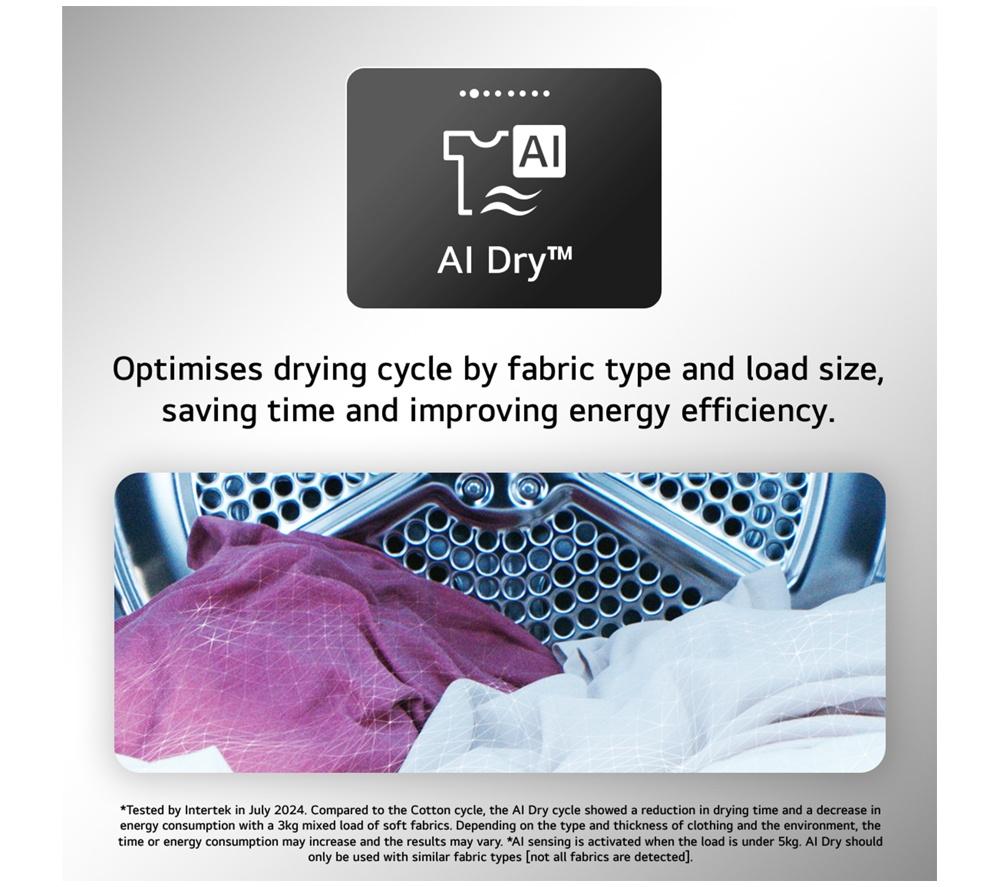 LG VX70 Series AI Dry RHX7009TWB 9 kg Heat Pump Tumble Dryer - White image number 6 of 21