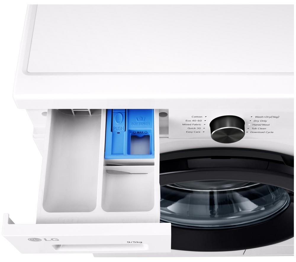 LG Series 2 Direct Drive W4X1095NWK WiFi-enabled 9 kg Washer Dryer - White image number 11 of 13