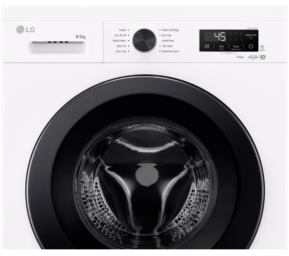 LG Series 2 Direct Drive W4X1085NWK WiFi-enabled 8 kg Washer Dryer - White image number 9 of 13