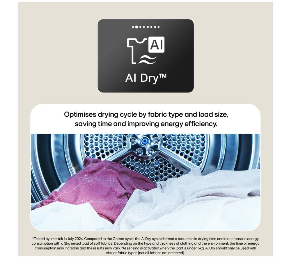 LG Series 7 AI Dry RHX7010TWB 10 kg Heat Pump Tumble Dryer - White image number 6 of 20
