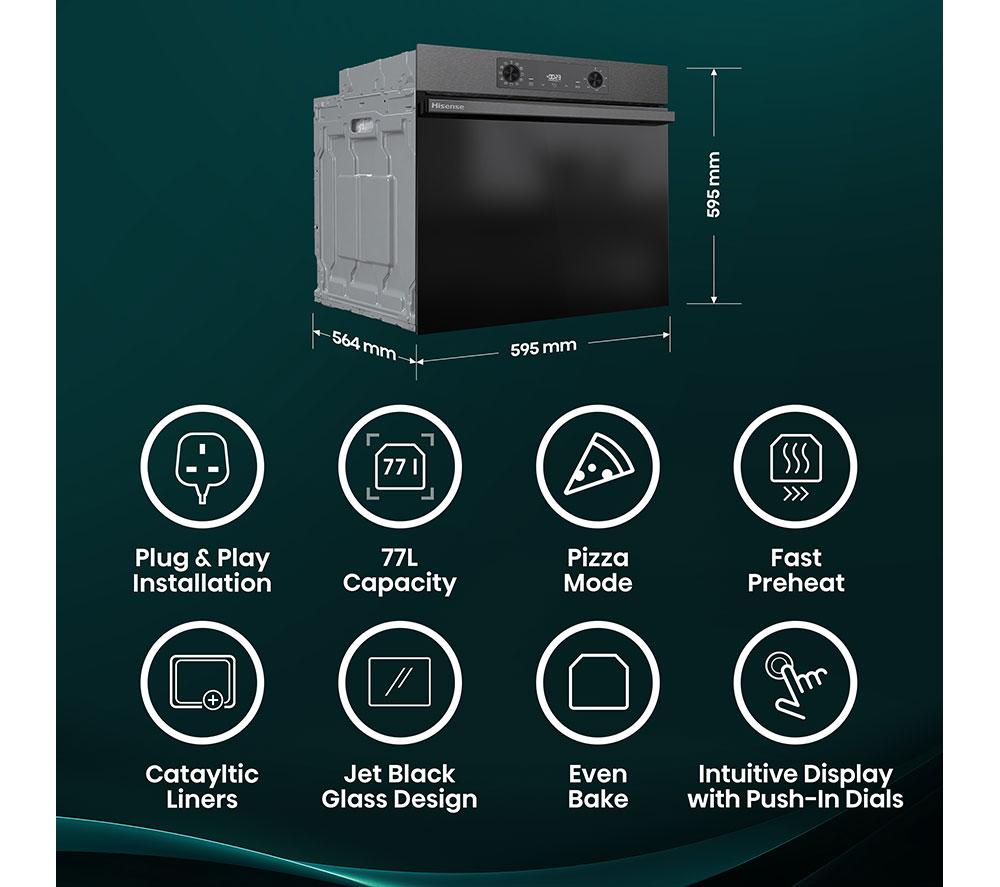 HISENSE Hi2 BI624CTPGUK Plug-in Electric Oven - Black Inox image number 2 of 24