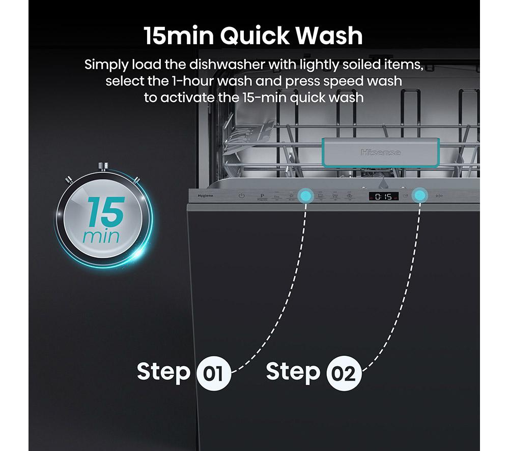 HISENSE HV642C65UK Full-size Fully Integrated Dishwasher image number 5 of 19
