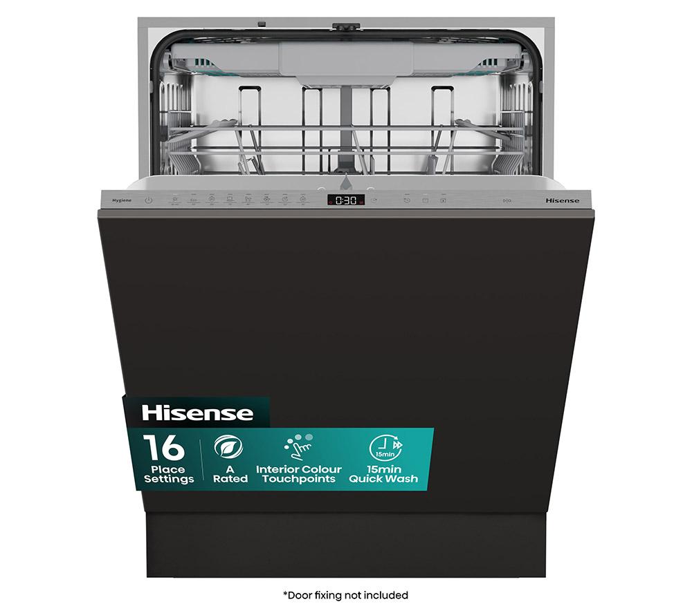HISENSE HV663A60UK Full-size Fully Integrated Dishwasher, Silver/Grey