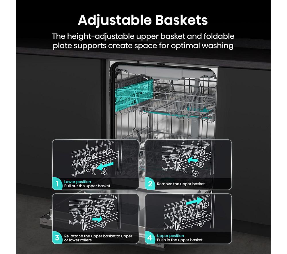 HISENSE HV663A60UK Full-size Fully Integrated Dishwasher image number 17 of 20