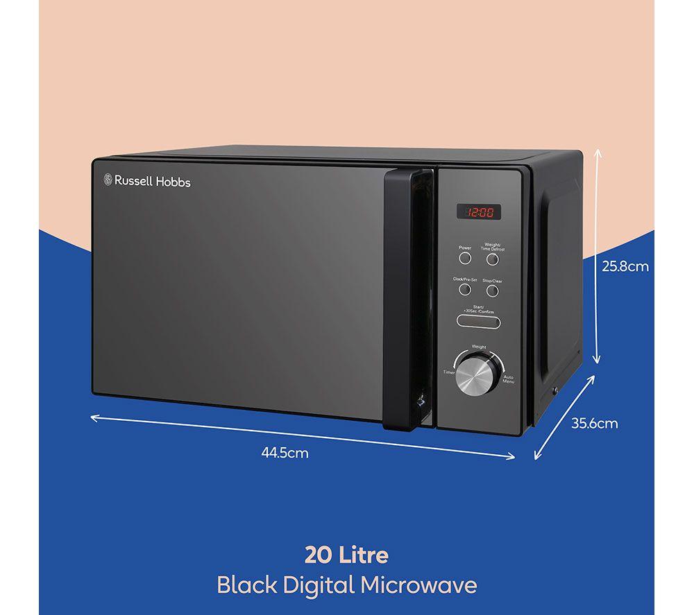 RUSSELLL HOBBS RHM2076B Compact Solo Microwave - Black image number 8 of 10