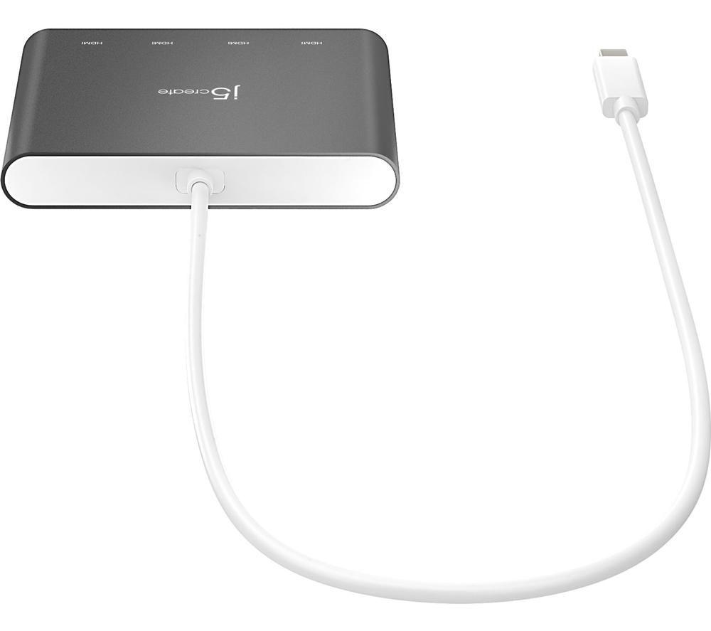 J5CREATE JCA366 USB Type-C to 4-port HDMI Adapter image number 4 of 11