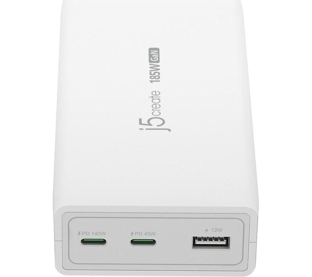 J5CREATE 3-port 185 W GaN USB Charger - 1.2 m image number 2 of 7