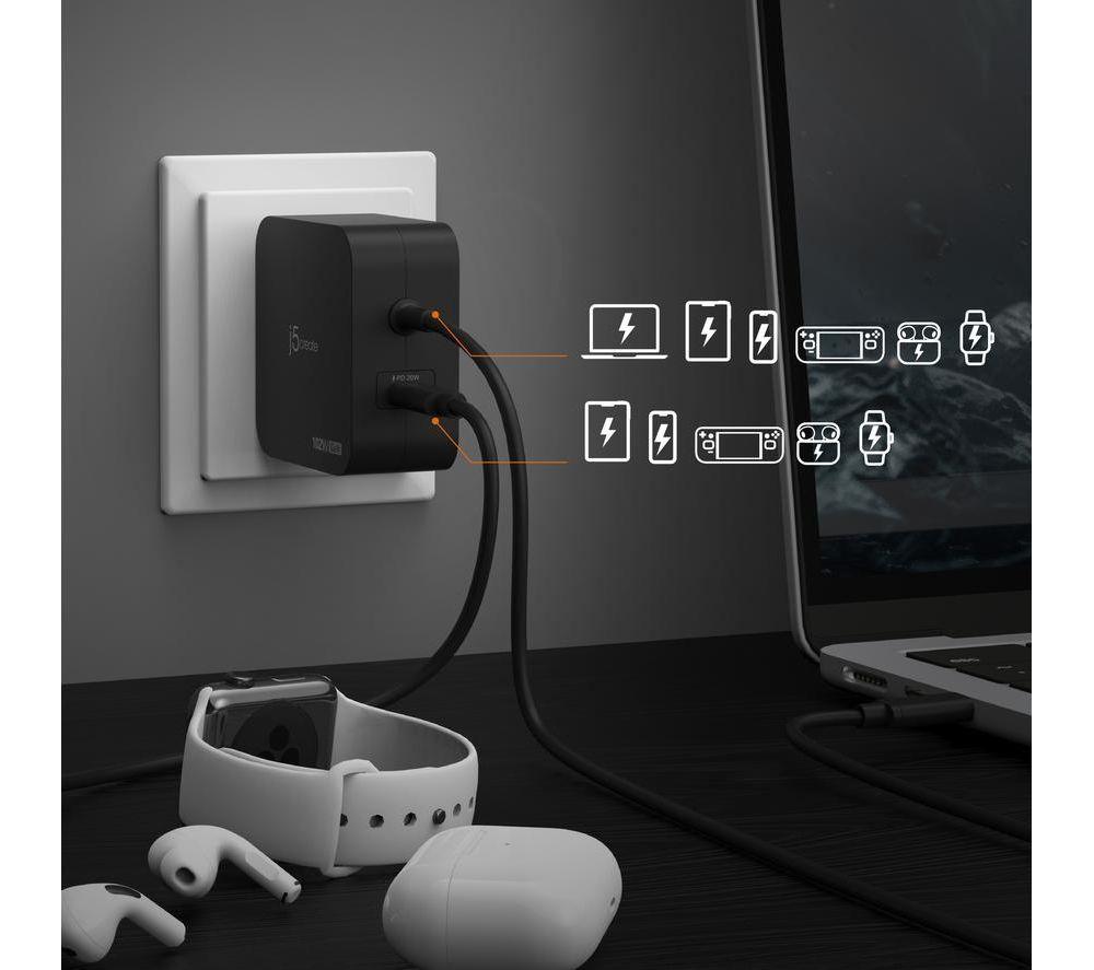 J5CREATE JUP25102V 102 W GaN USB Charger - 1.8 m image number 7 of 10