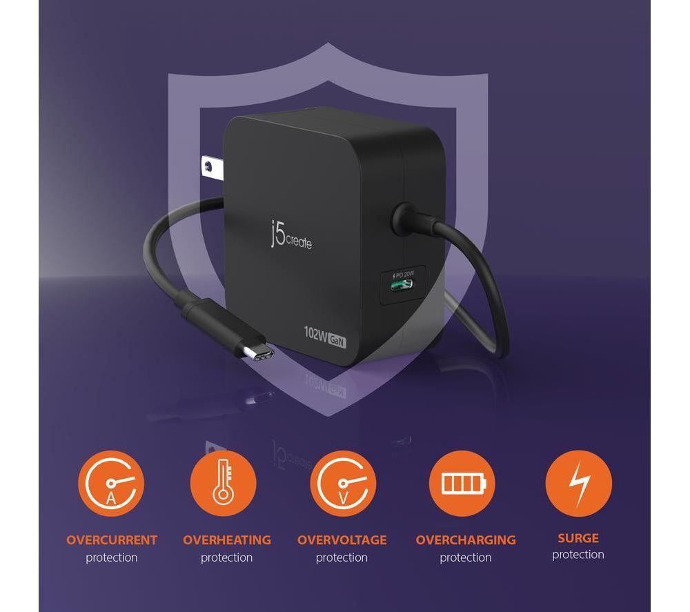 J5CREATE JUP25102V 102 W GaN USB Charger - 1.8 m image number 10 of 10