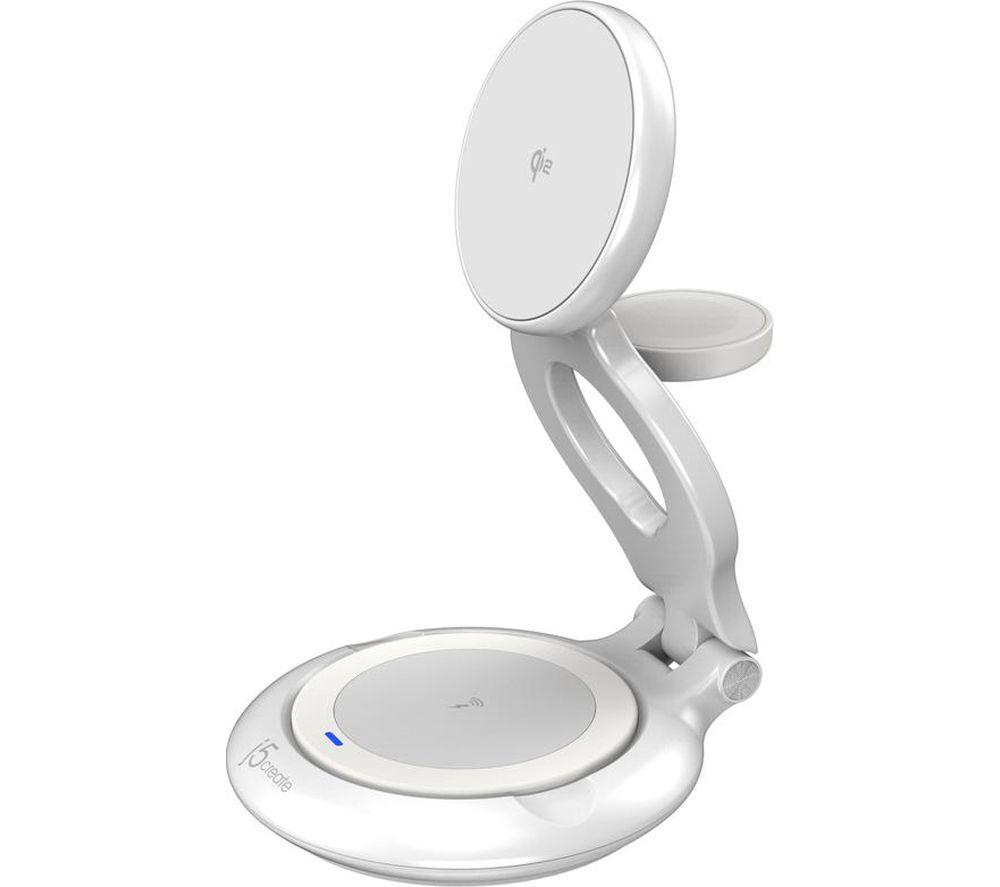 J5create Jupw3415-N Qi2 3-In-1 Magnetic 15 W Wireless Charging Stand - White, White