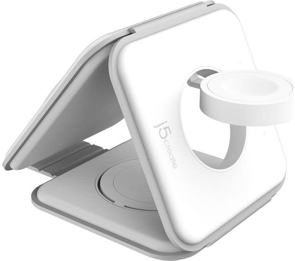 J5CREATE JUPW3215W-N Qi2 3-in-1 Magnetic 22.5 W Wireless Charging Pad - White image number 6 of 7
