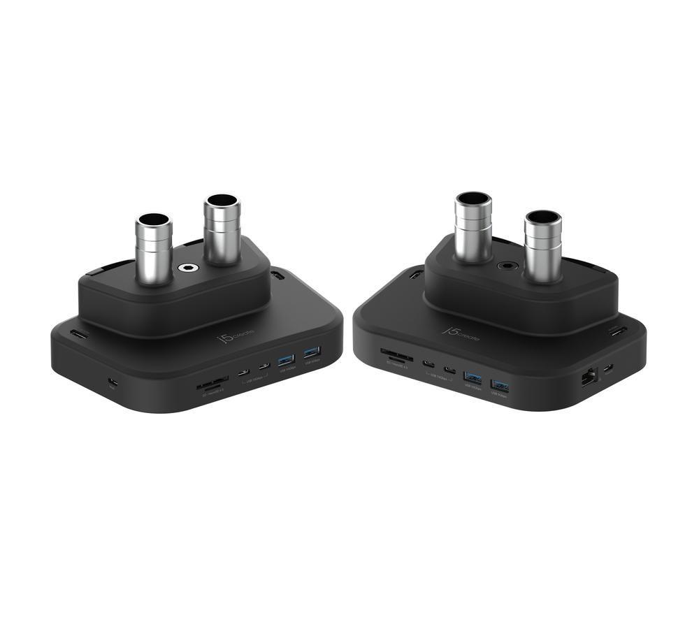 J5CREATE Dual Arm Full Motion 17-32" Monitor Desk Mount with Docking Station image number 2 of 9