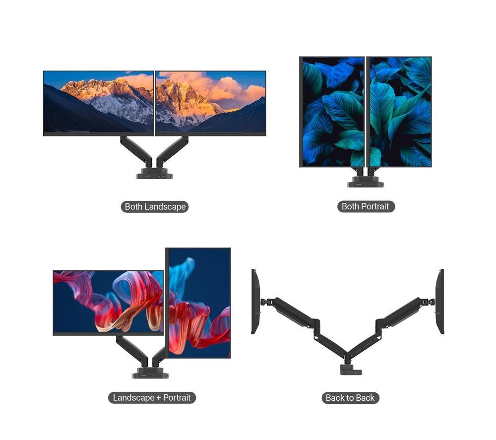 J5CREATE Dual Arm Full Motion 17-32" Monitor Desk Mount with Docking Station image number 8 of 9