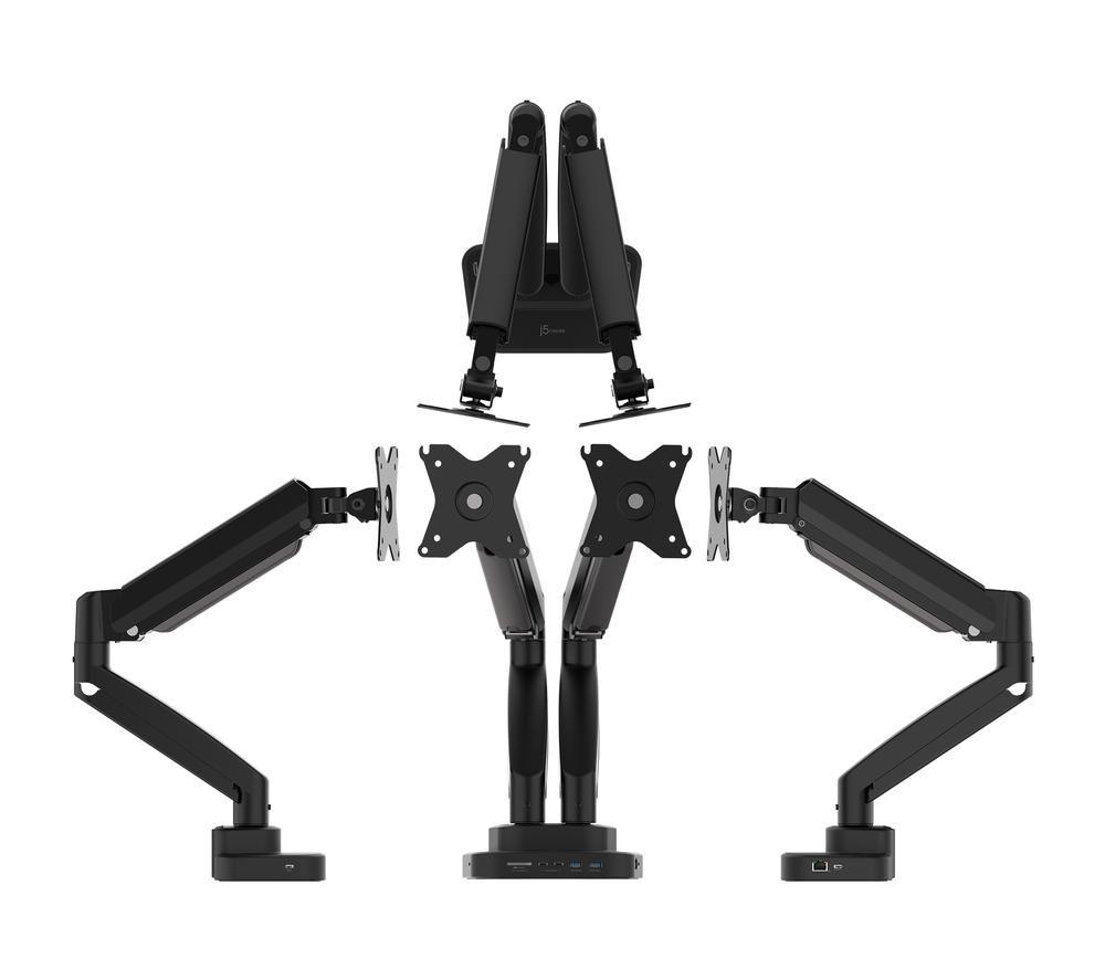 J5CREATE Dual Arm Full Motion 17-32" Monitor Desk Mount with Docking Station image number 9 of 9