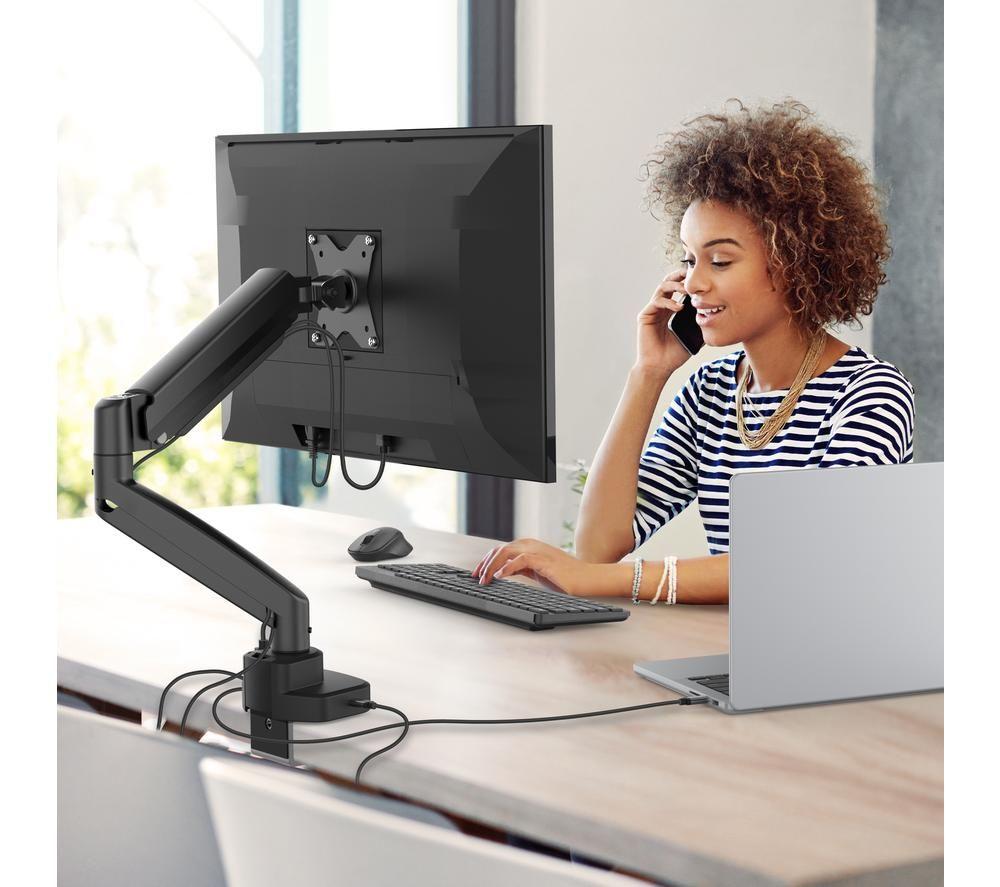 J5CREATE Single Arm Full Motion 17-32" Monitor Desk Mount with Docking Station image number 7 of 13