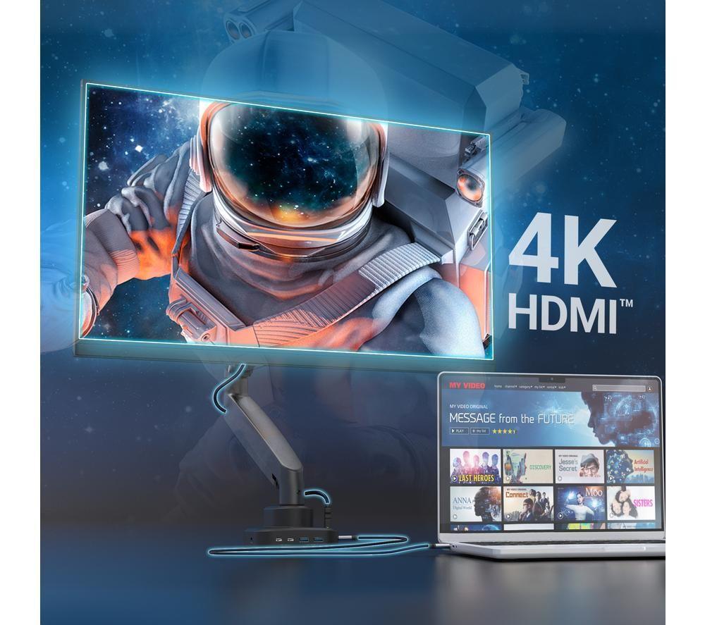 J5CREATE Single Arm Full Motion 17-32" Monitor Desk Mount with Docking Station image number 11 of 13