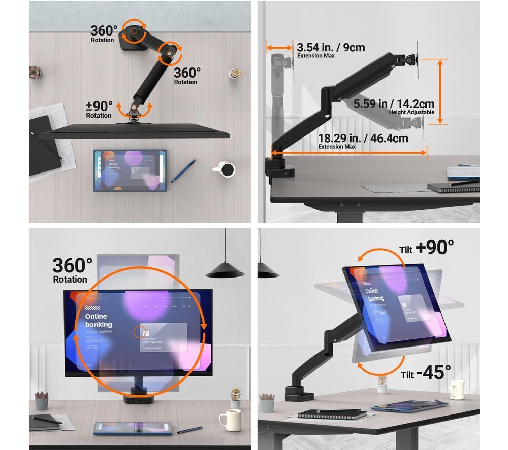 J5CREATE Single Arm Full Motion 17-32" Monitor Desk Mount with Docking Station image number 13 of 13