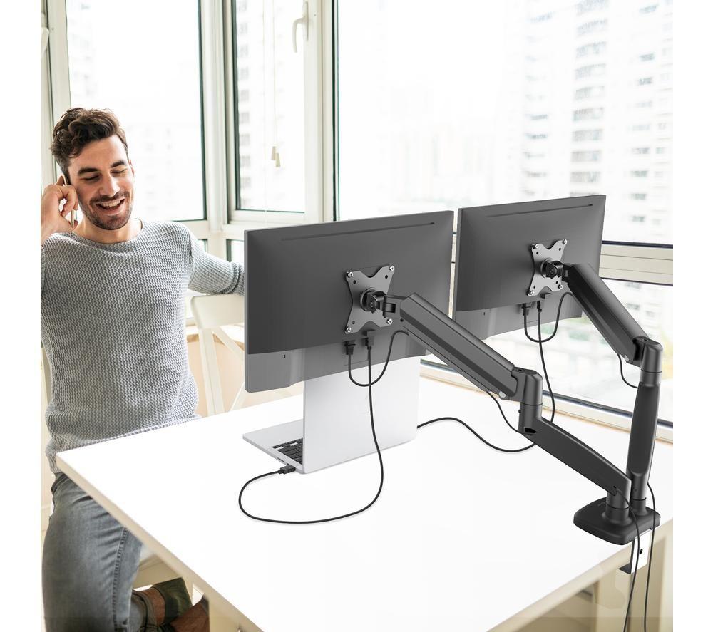 J5CREATE JTSA102-N Dual Arm Full Motion 17-32" Monitor Desk Mount - Black image number 6 of 10