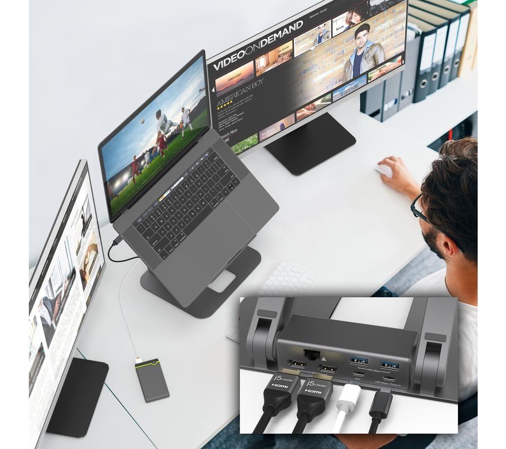 J5CREATE JTS427 Multi-Angle Stand & Dual HDMI Docking Station - Space Grey image number 2 of 6