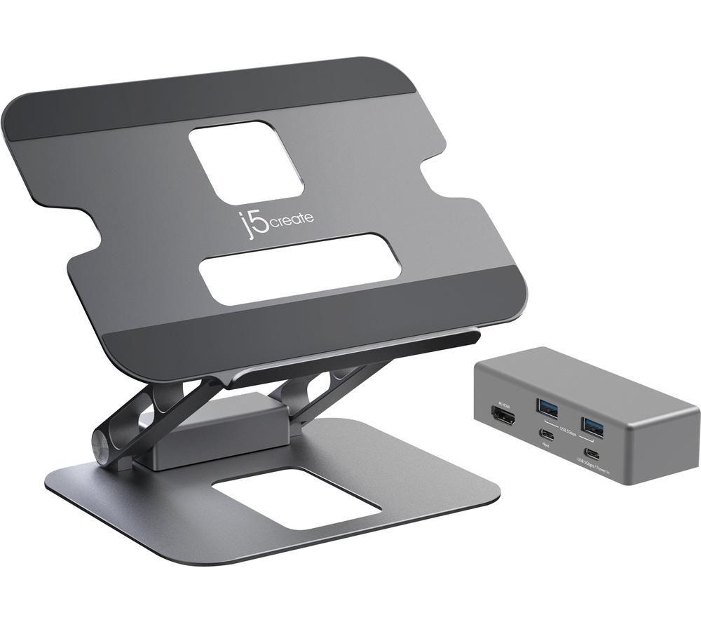 J5create Jts327 Multi-Angle Stand & Docking Station - Space Grey, Silver/Grey