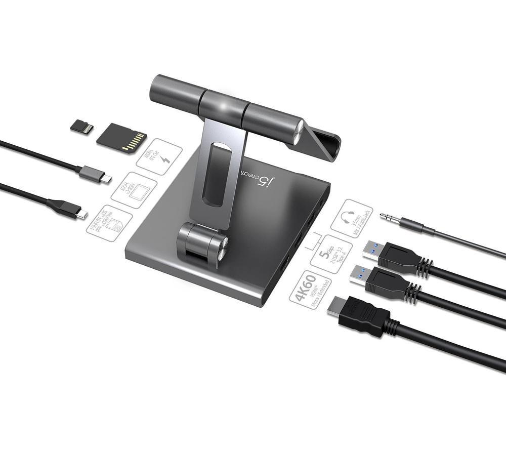 J5CREATE JTS224 Multi-Angle Stand & Docking Station - Space Grey image number 4 of 4