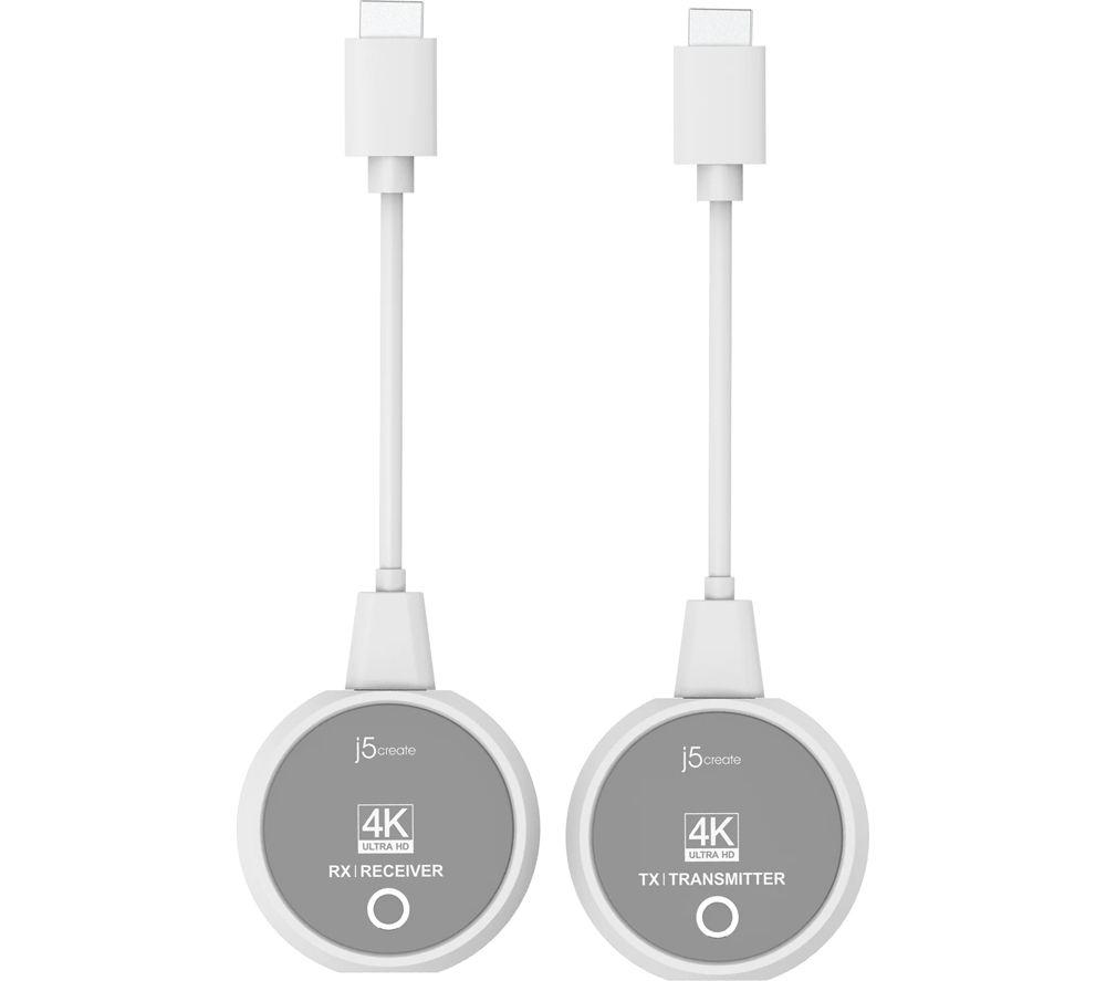 J5create Screencast 4K Wireless Display Hdmi Extender, White,Silver/Grey