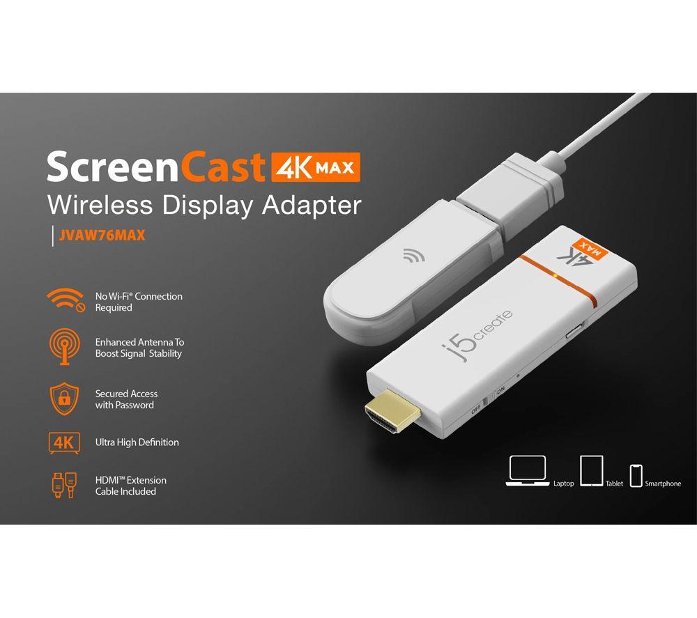 J5CREATE ScreenCast 4K Max JVAW76MAX-N USB micro-B to USB Display Adapter image number 3 of 3