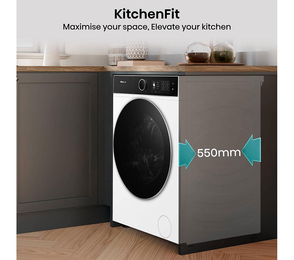 HISENSE KitchenFit 5i Series WD5I1045BWQ WiFi-enabled 10.5 kg Washer Dryer - White image number 4 of 28