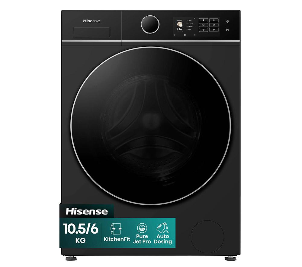 HISENSE 5i KitchenFit Series WD5I1045BBQ WiFi-enabled 10.5 kg Washer Dryer – Black, Black