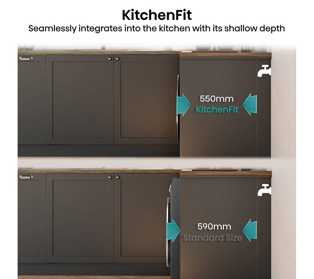 HISENSE KitchenFit 5i Series WD5I1045BBQ WiFi-enabled 10.5 kg Washer Dryer - Black image number 28 of 29