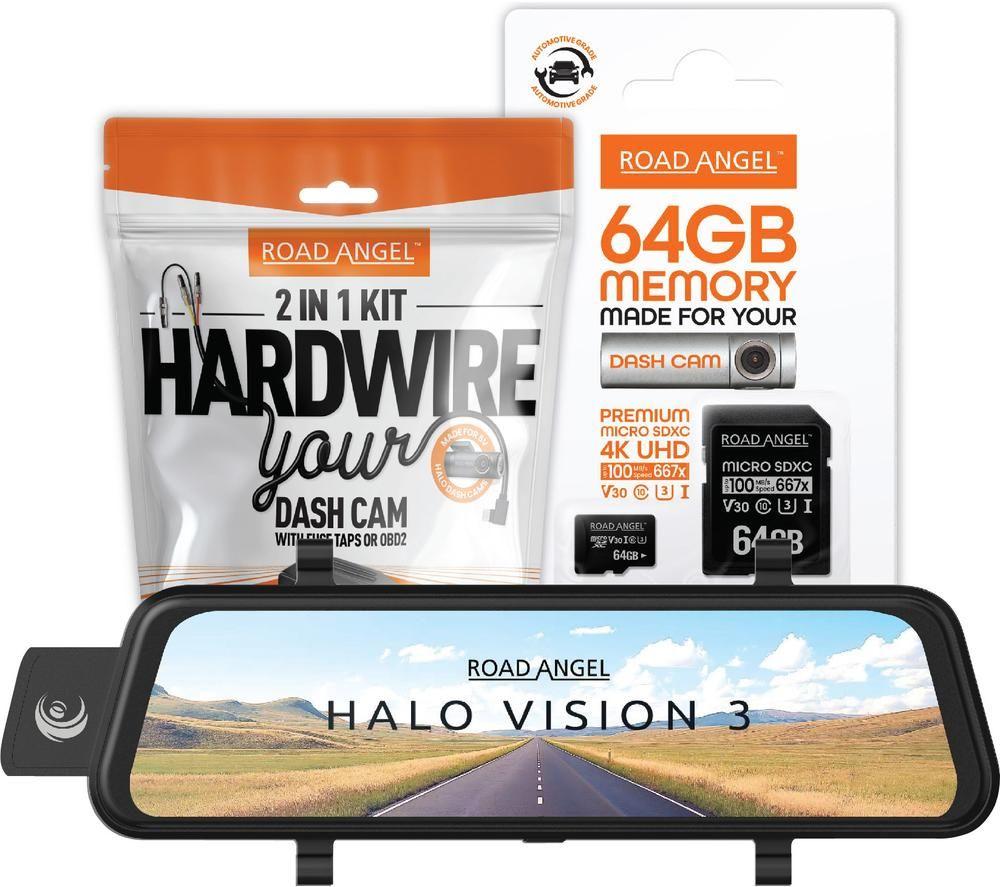 ROAD ANGEL Halo Vision 3 4K Ultra HD Dash Cam with SD card & Hardwiring Kit - Black image number 7 of 7