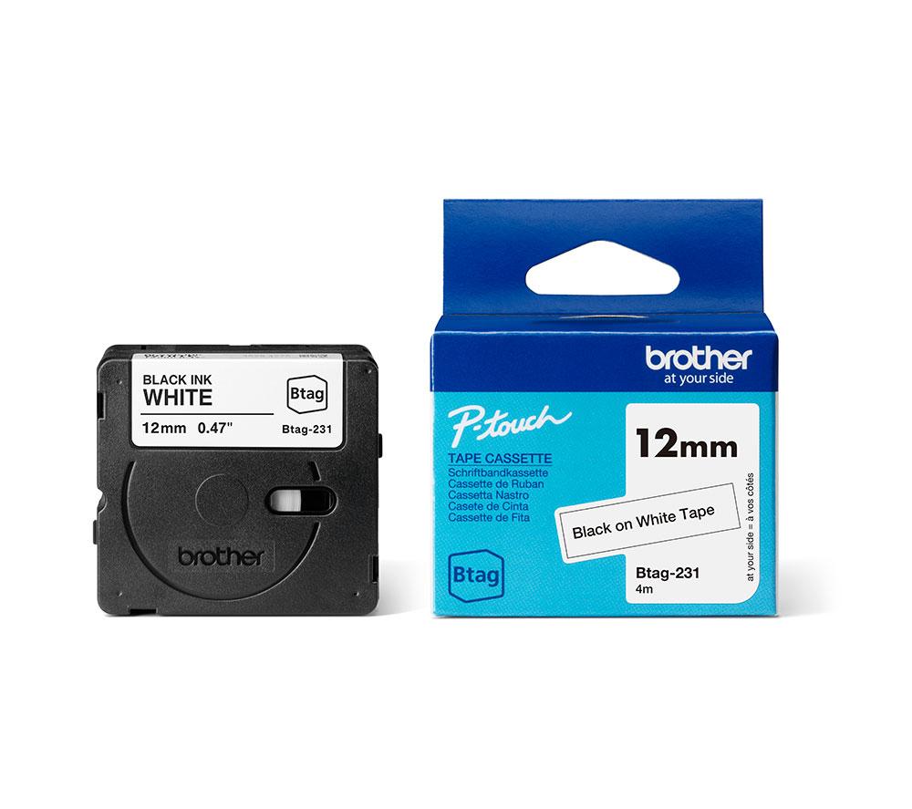 BROTHER BTAG-231 Labelling Tape Cassette - Black on White, 12 mm image number 2 of 6