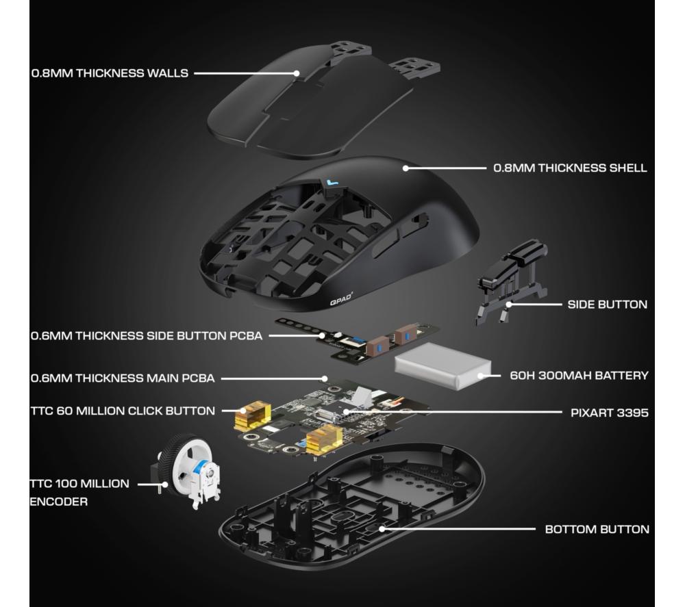 QPAD Mark Model 1 Wireless Optical Gaming Mouse image number 3 of 12