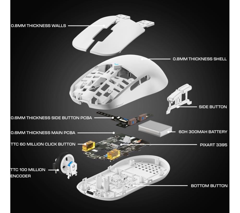 QPAD Mark Model 1 Wireless Optical Gaming Mouse - White image number 3 of 12